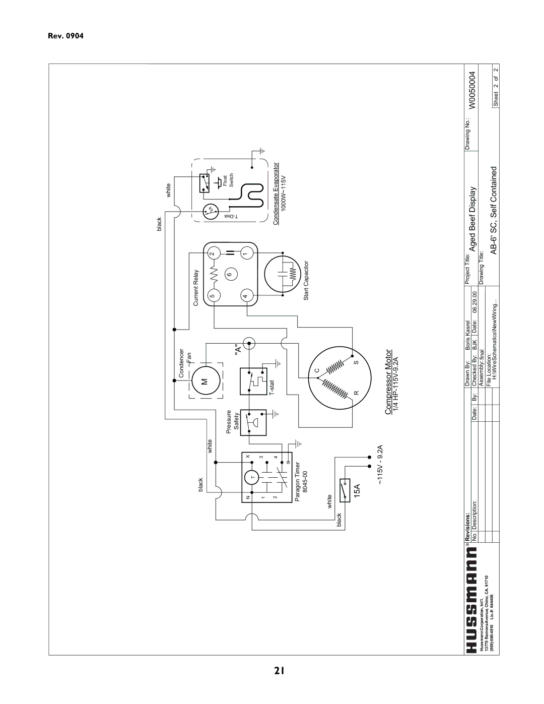 hussman P/N IGUP-AB-0904 operation manual Compressor Motor 