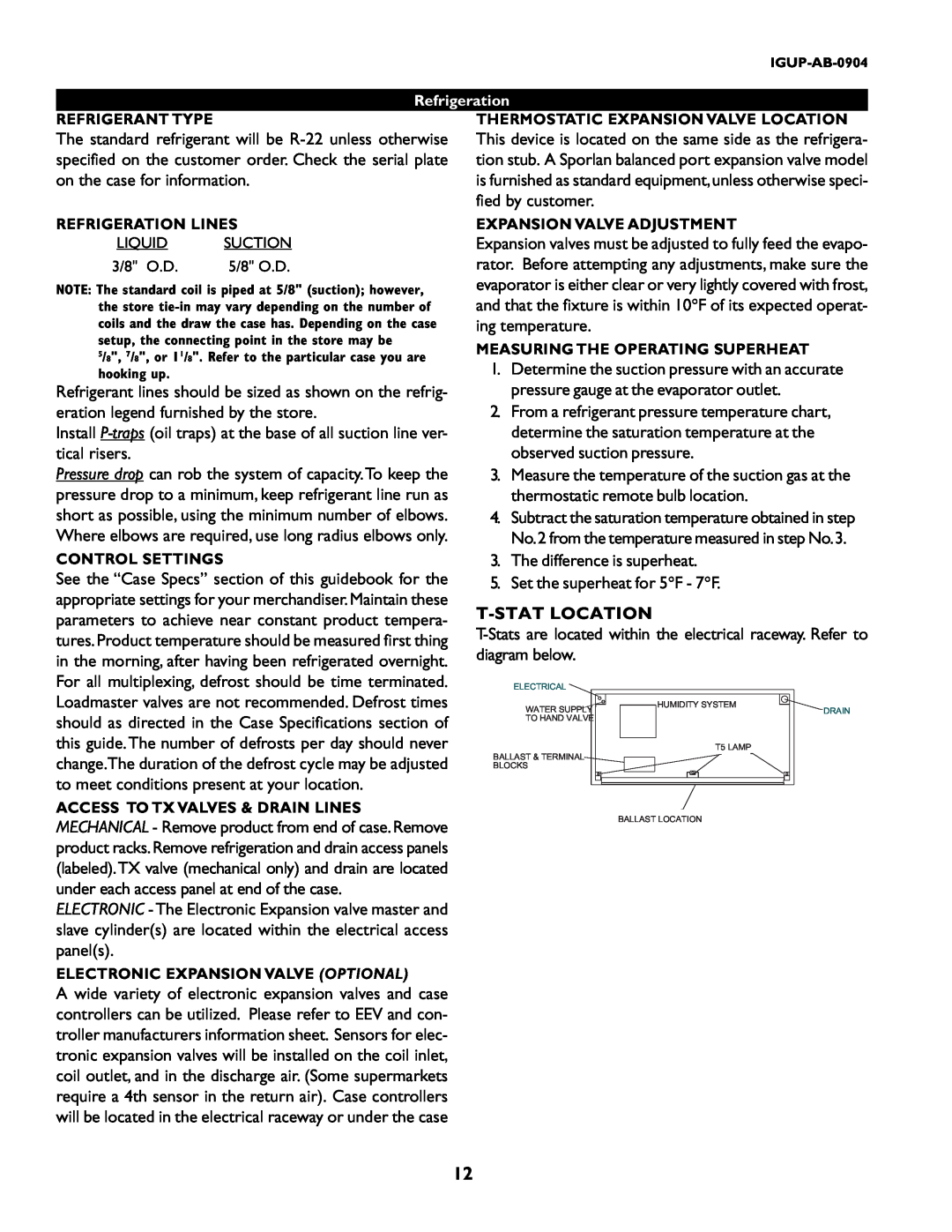 hussman P/N IGUP-AB-0904 operation manual T-Statlocation 