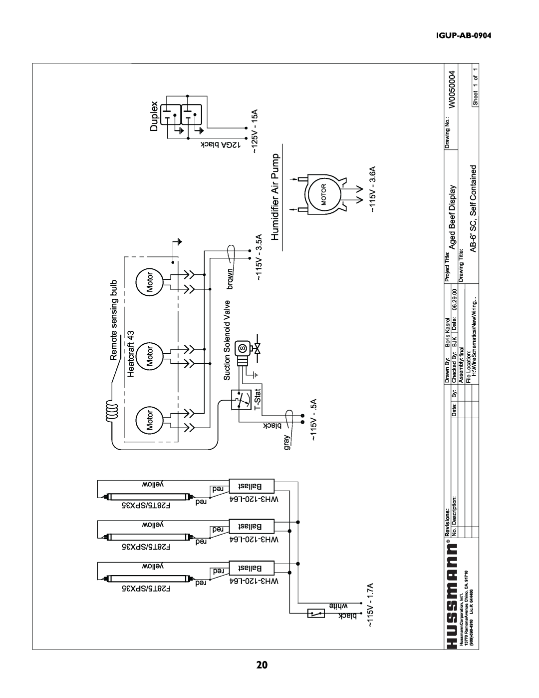 hussman P/N IGUP-AB-0904 operation manual Duplex, HumidifierAirPump, Remote sensing bulb, Heatcraft 