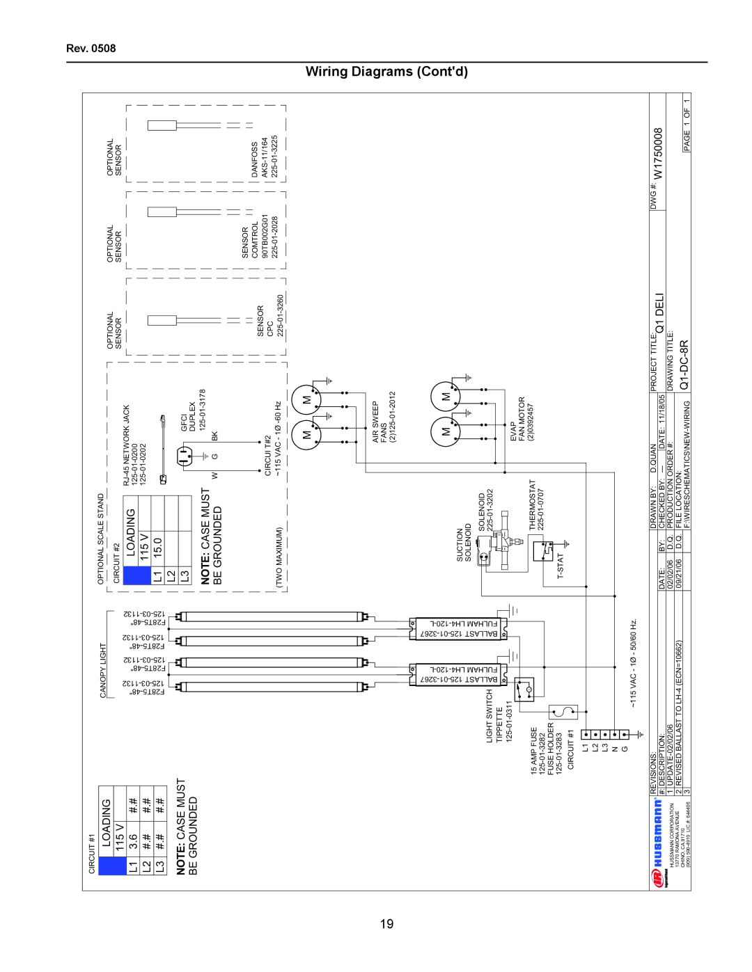 hussman Q1-DC operation manual Wiring Diagrams, Be Grounded 