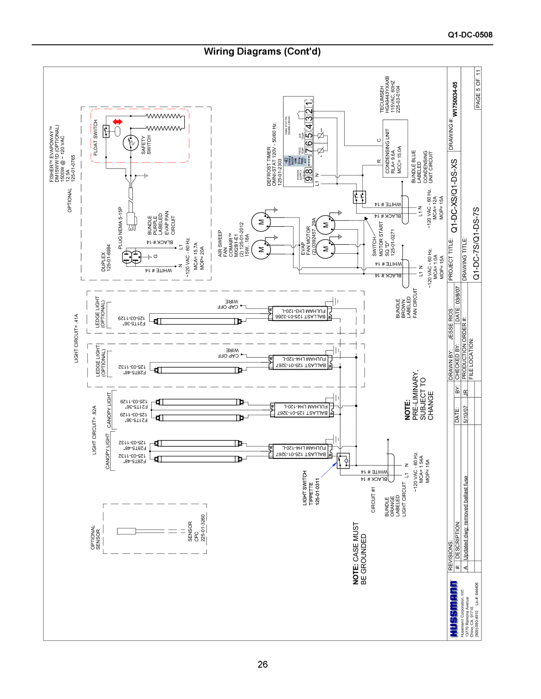 hussman operation manual Q1-DC-7S/Q1-DS-7S, Subject to Change 