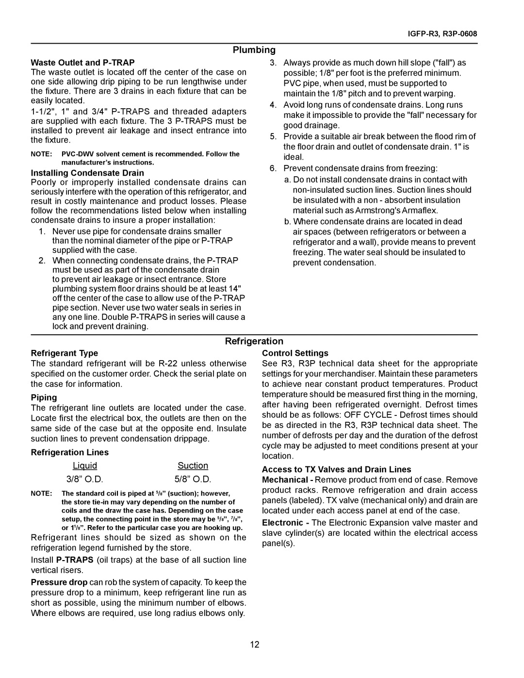 hussman R3P-0608, IGFP-R3, Refrigerated Service and/or Prep with Refrigerated Self Service Front Plumbing, Refrigeration 