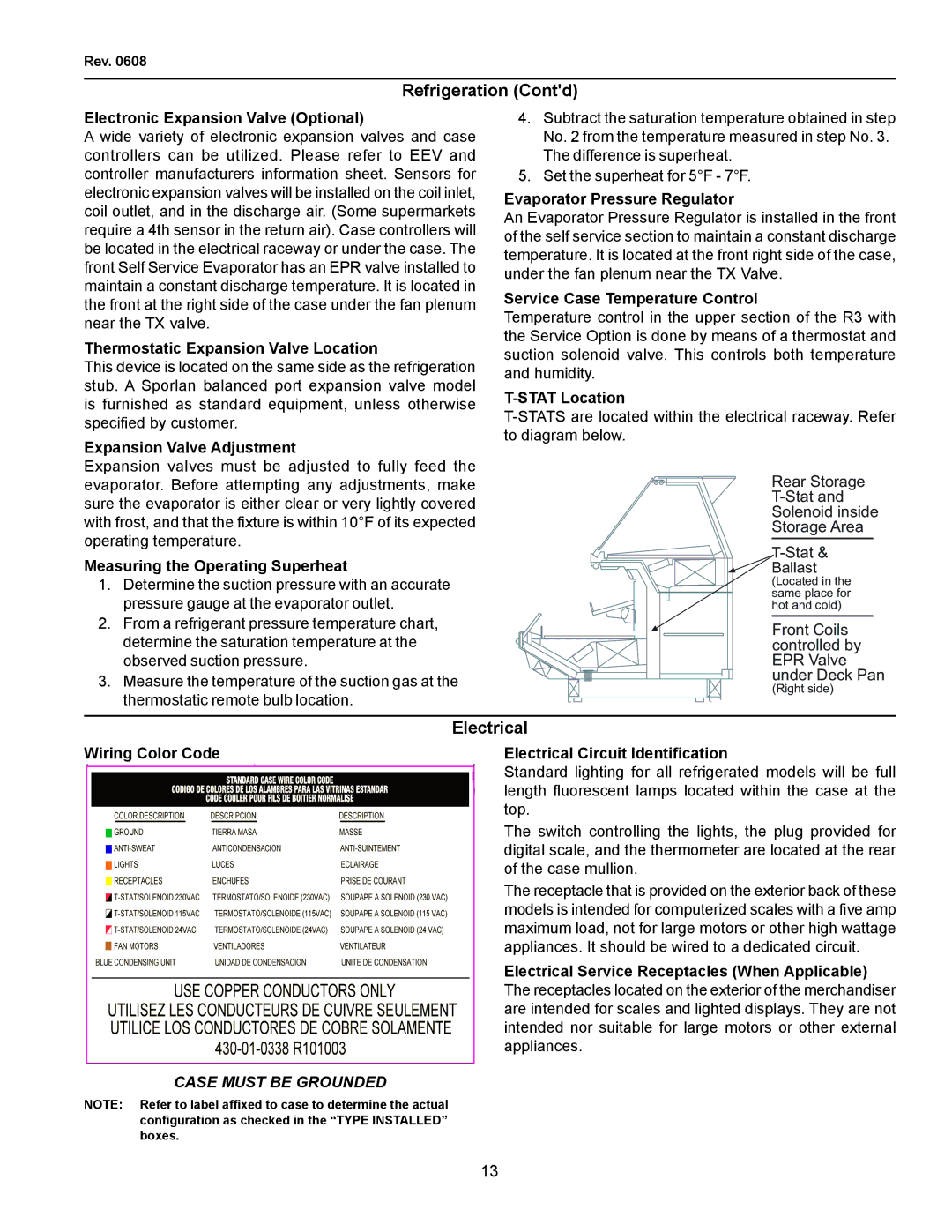 hussman IGFP-R3, R3P-0608 manual Refrigeration Contd, Electrical 