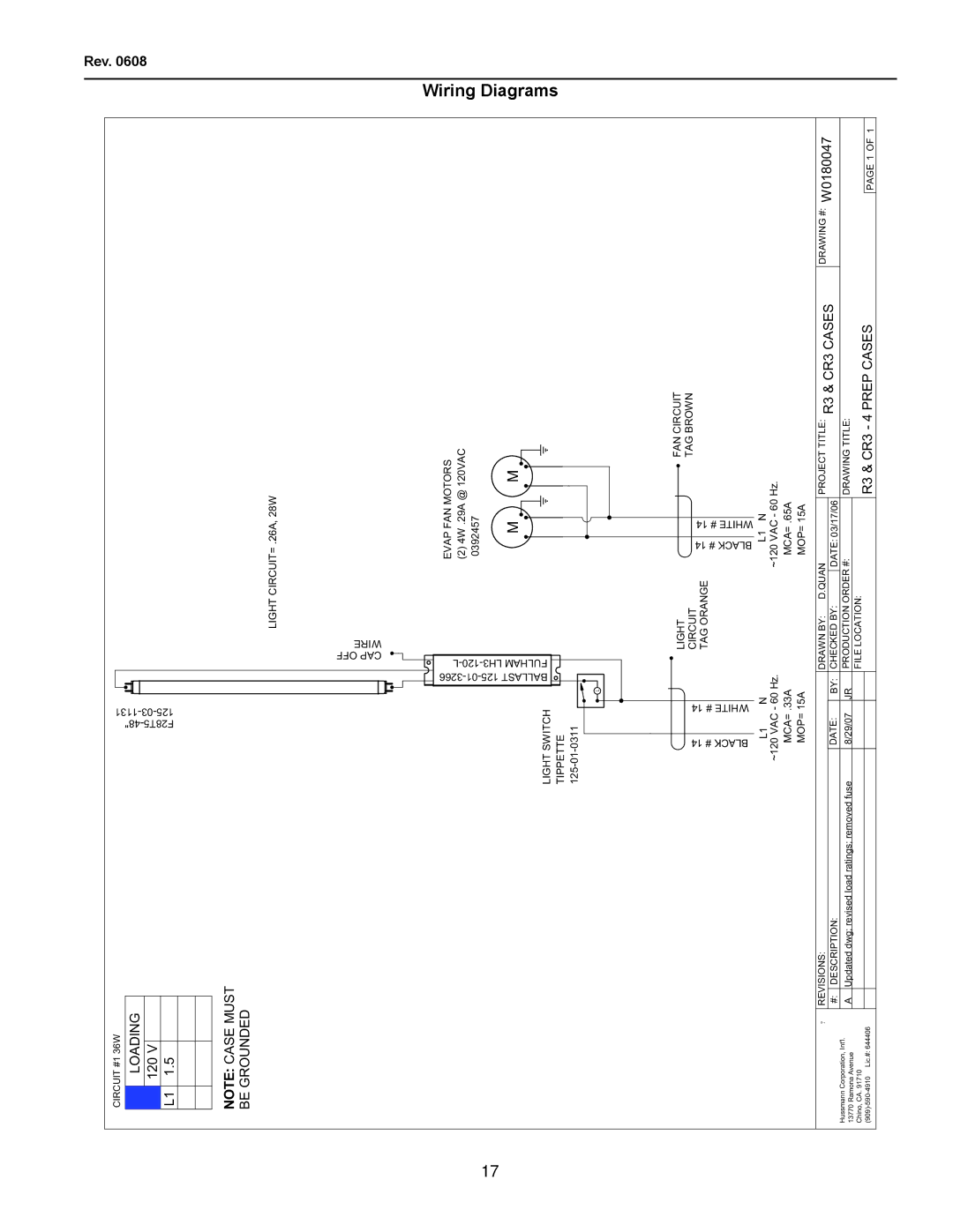 hussman R3P-0608, IGFP-R3, Refrigerated Service and/or Prep with Refrigerated Self Service Front Wiring Diagrams, 120 