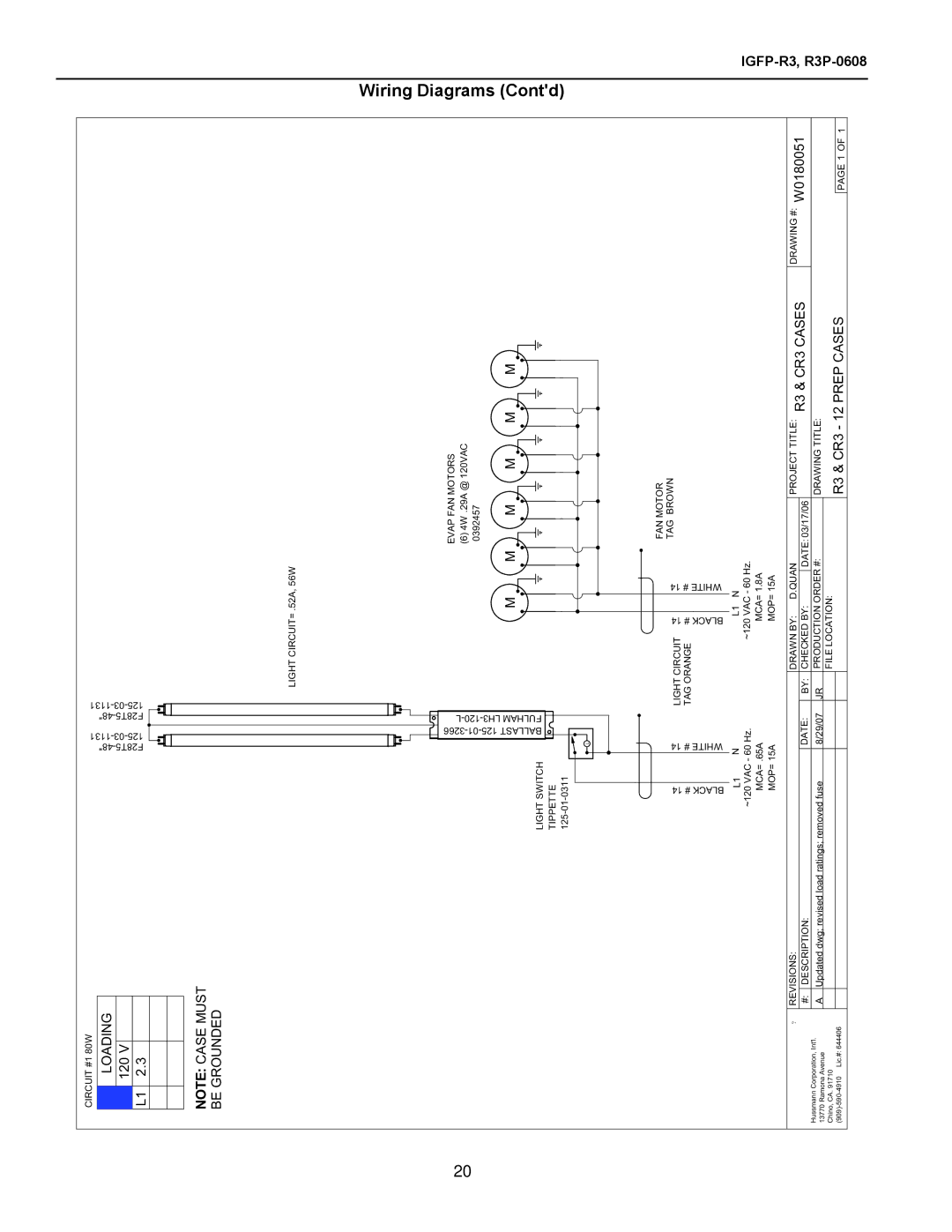 hussman R3P-0608, IGFP-R3 manual Wiring, R3 & CR3 12 Prep Cases 