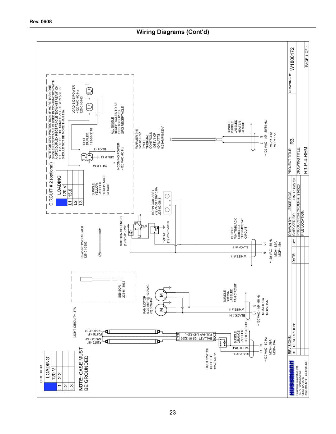 hussman IGFP-R3, R3P-0608, Refrigerated Service and/or Prep with Refrigerated Self Service Front manual R3-P-4-REM, Loading 