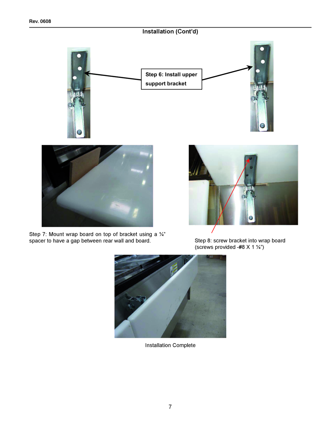 hussman R3P-0608, IGFP-R3 manual Install upper support bracket 