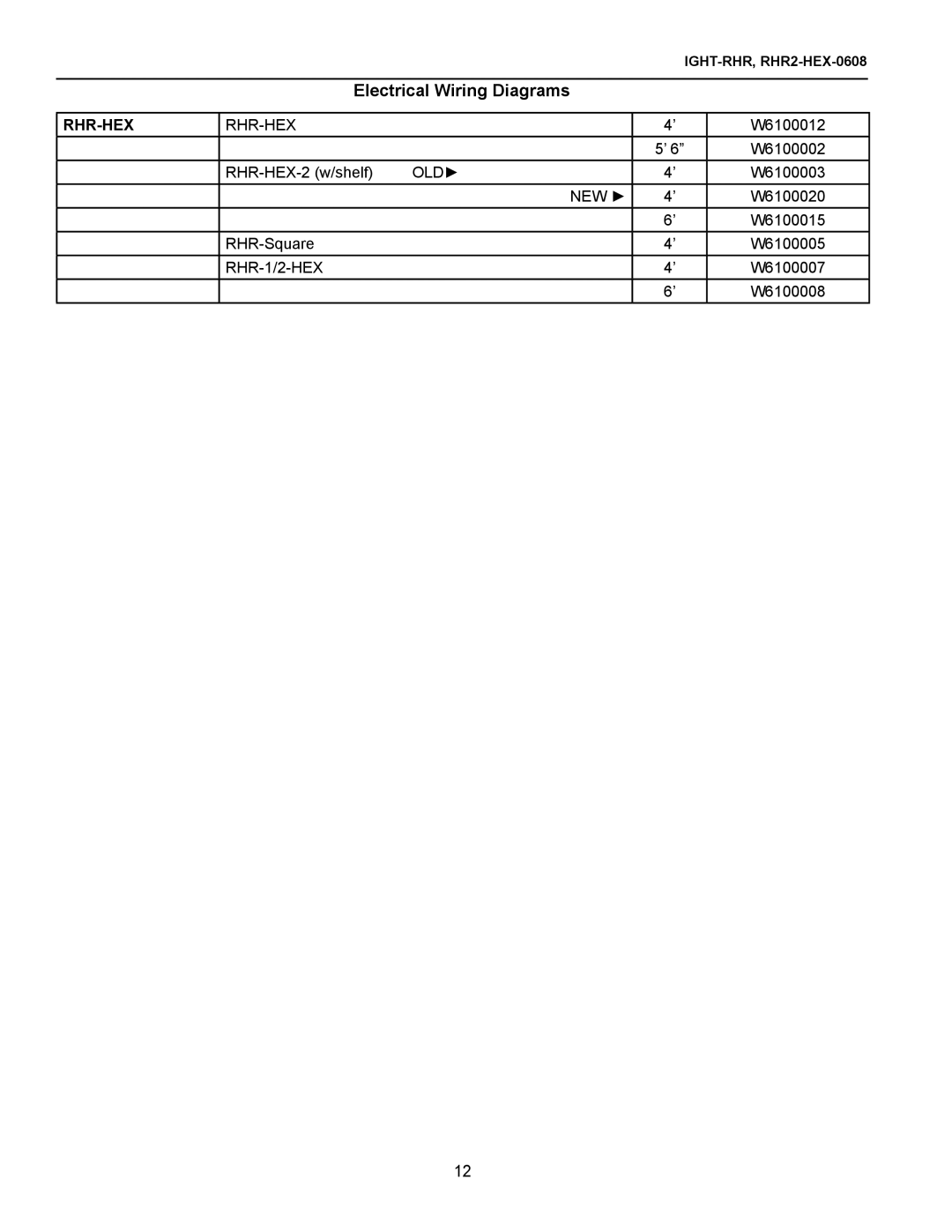 hussman rhr-hex, RHR-SQ, RHR2-HEX, RHR 1/2 HEX operation manual Electrical Wiring Diagrams, Rhr-Hex 