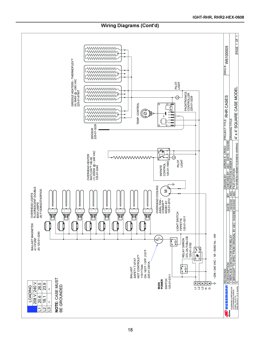 hussman RHR2-HEX, rhr-hex, RHR-SQ, RHR 1/2 HEX operation manual 26.5, W6100005, Square Case Model 