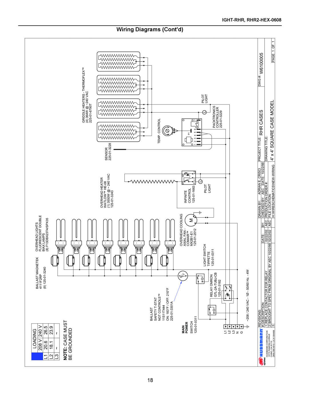 hussman rhr-hex, RHR-SQ, RHR 1/2 HEX operation manual Wiring Diagrams Contd, Loading, IGHT-RHR, RHR2-HEX-0608 