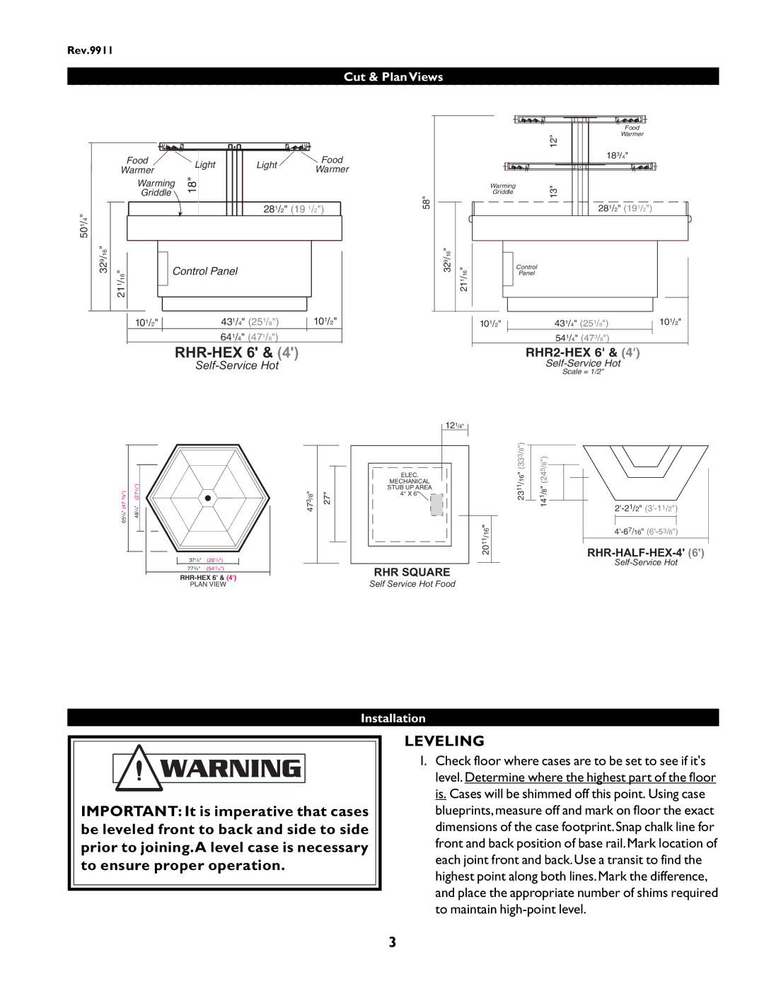 hussman rhr-hex manual Leveling, Cut & Plan Views 