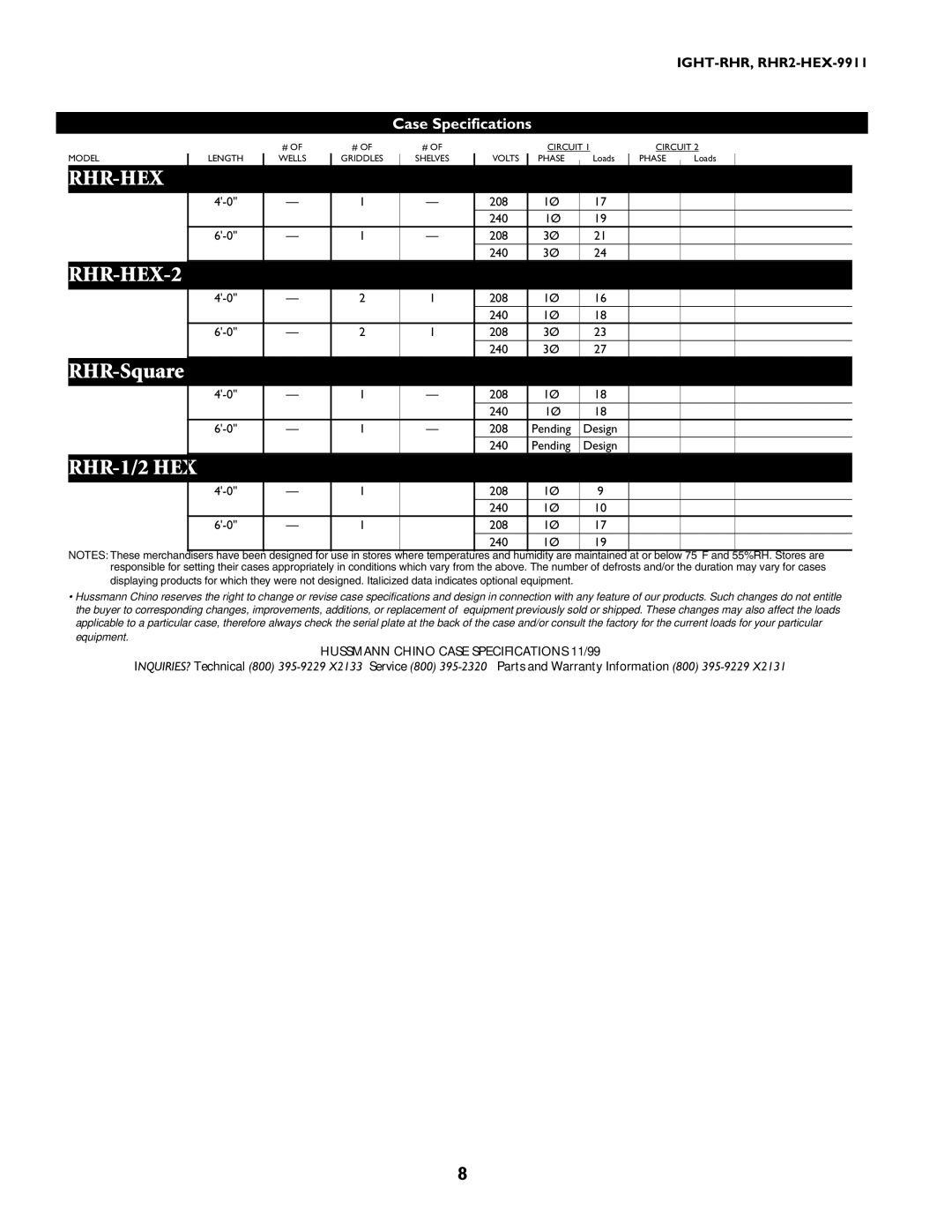 hussman rhr-hex manual Rhr-Hex 