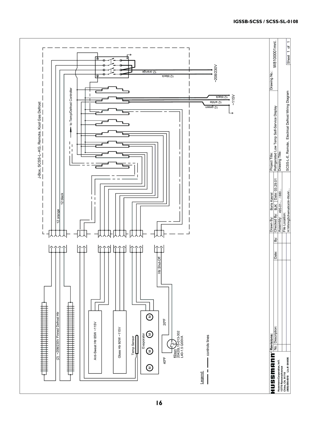 hussman SCSS-SL manual Controls lines 