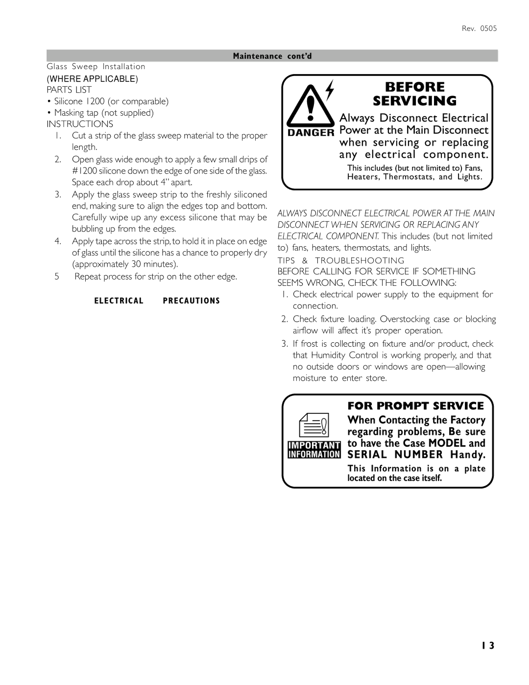 hussman VGM operation manual Instructions, Where Applicable 