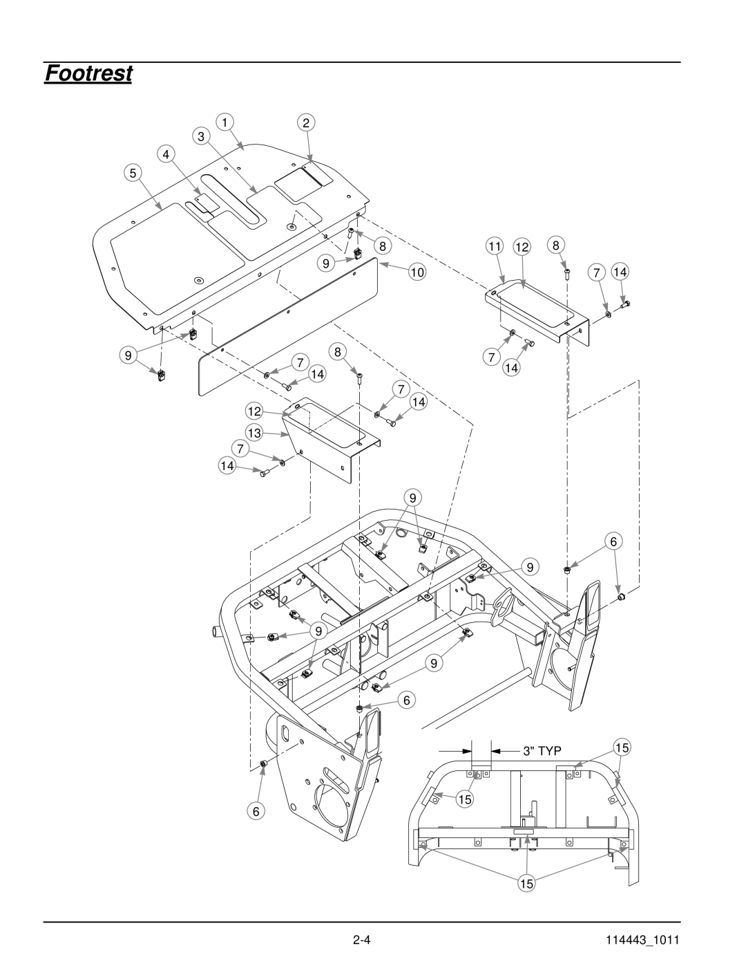 Hustler Turf 1500 manual Footrest 