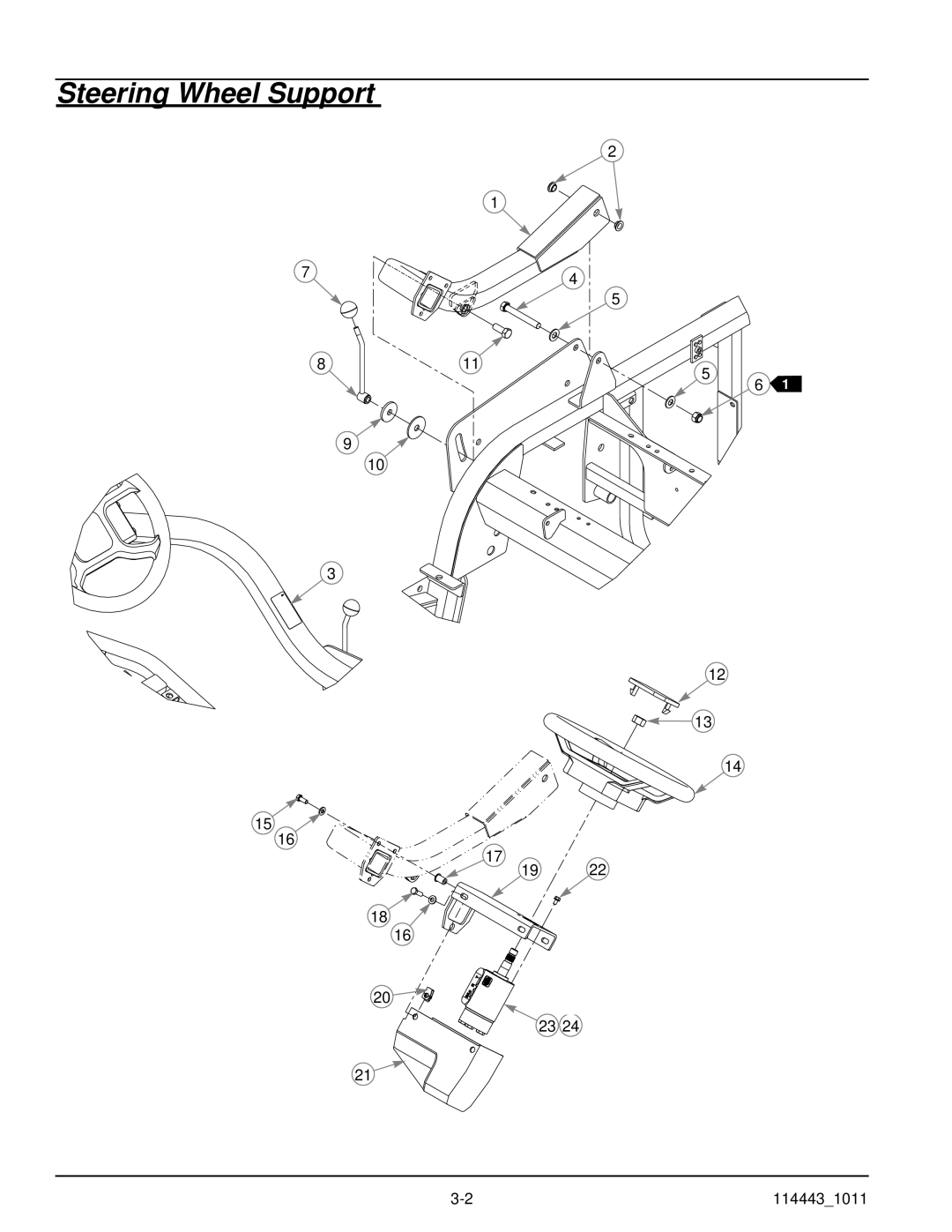 Hustler Turf 1500 manual Steering Wheel Support 