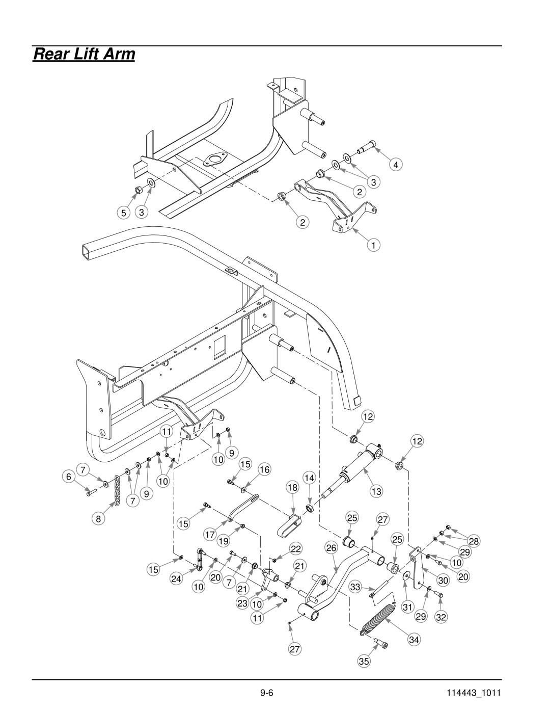 Hustler Turf 1500 manual Rear Lift Arm 