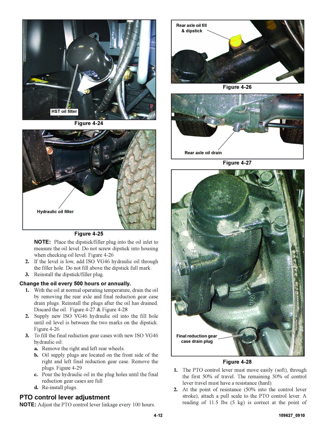 Hustler Turf 3500, 3700 owner manual PTO control lever adjustment, Change the oil every 500 hours or annually 