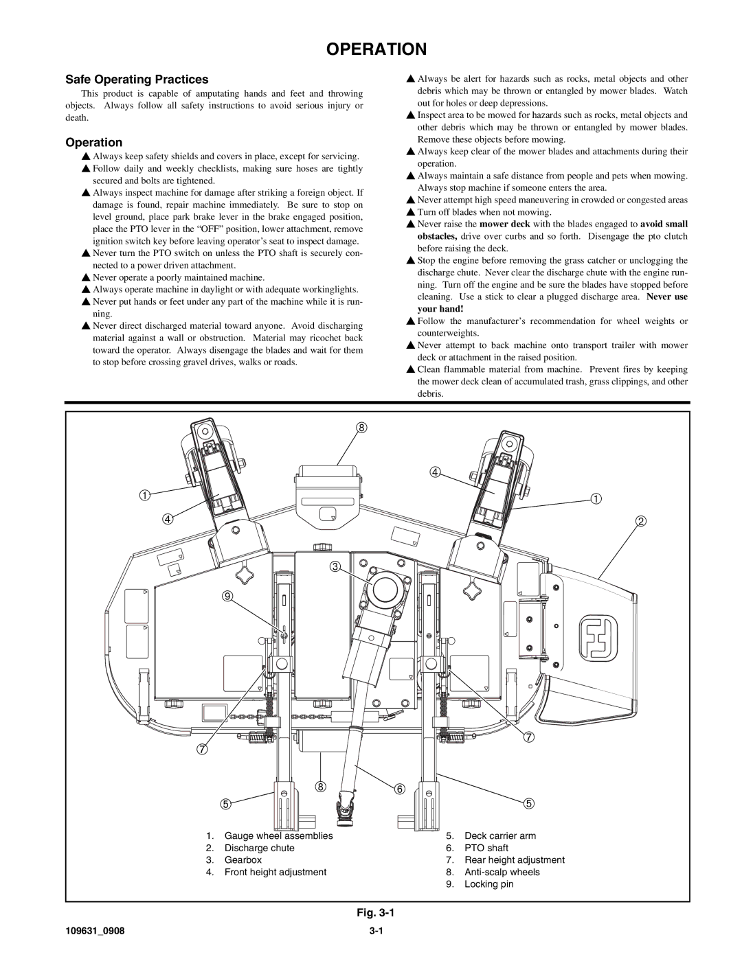 Hustler Turf 3500/3700 owner manual Operation, Safe Operating Practices 