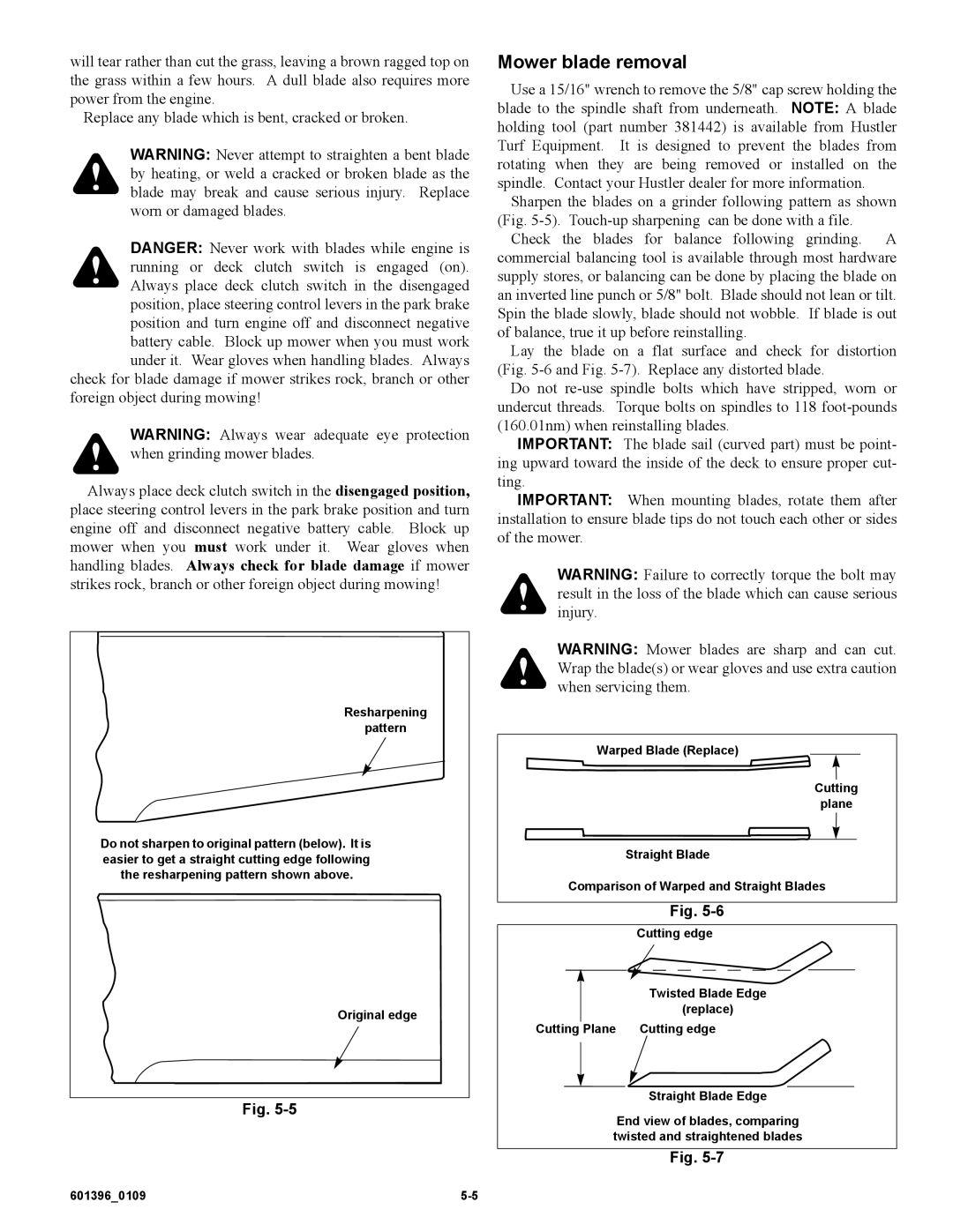 Hustler Turf 42 manual Mower blade removal 