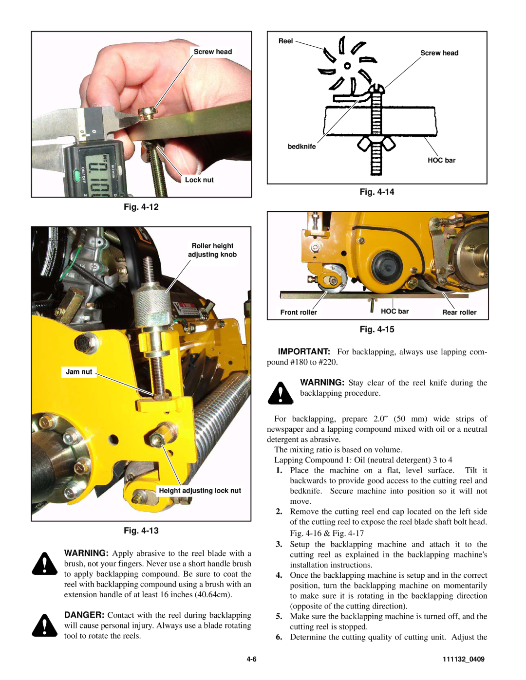 Hustler Turf 50 owner manual Screw head HOC bar Roller height Adjusting knob 