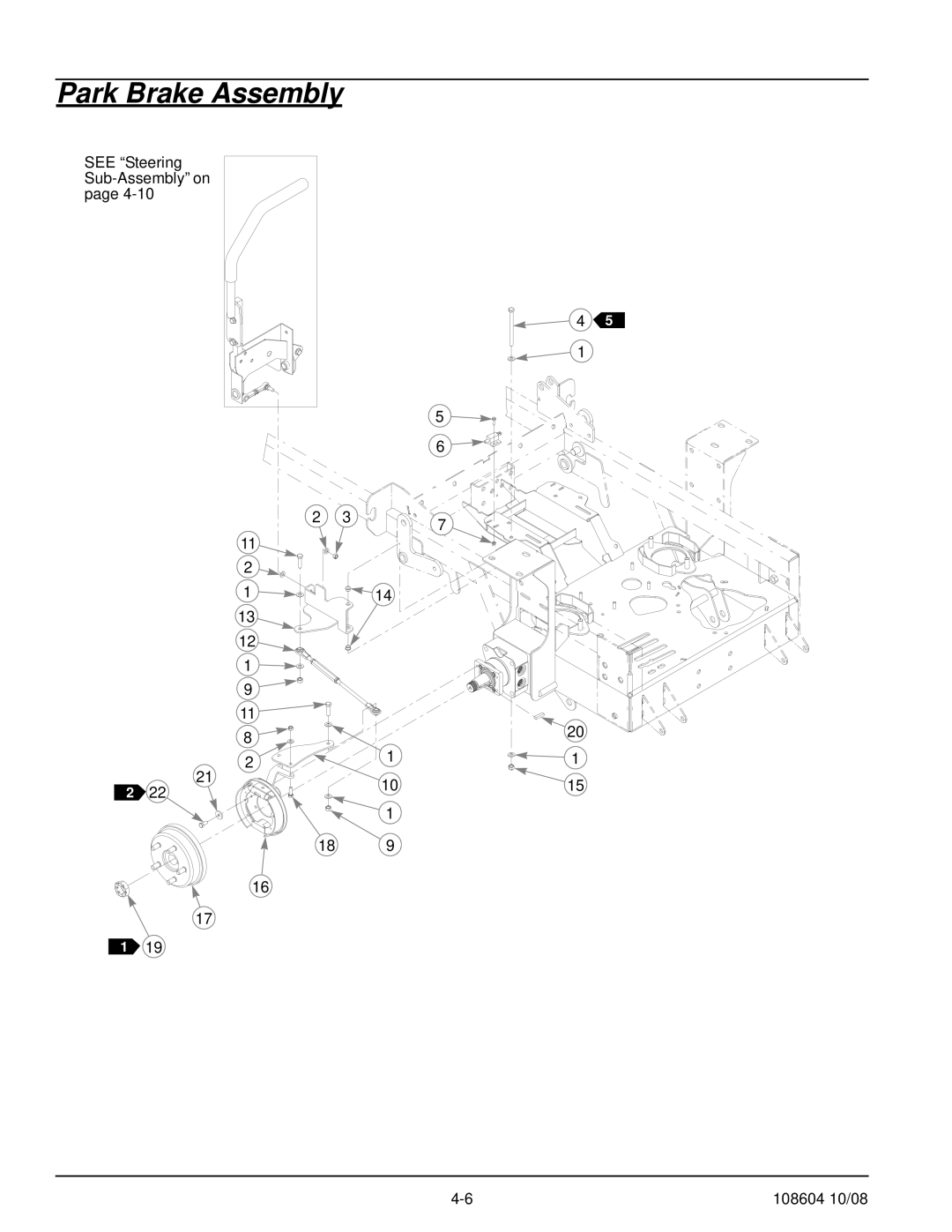 Hustler Turf 928150, 928168, 928143 manual Park Brake Assembly 