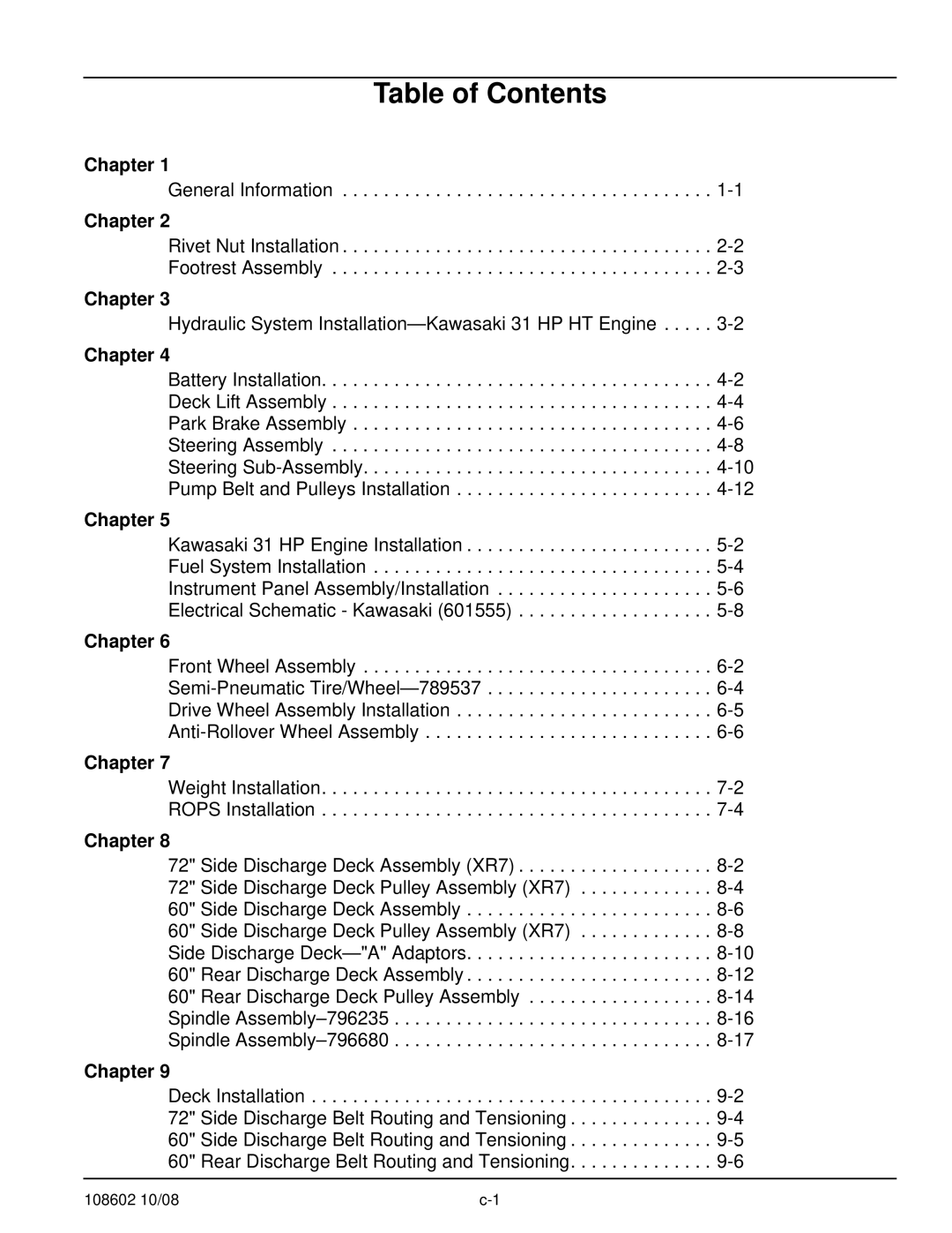 Hustler Turf 928168, 928143, 928150 manual Table of Contents 