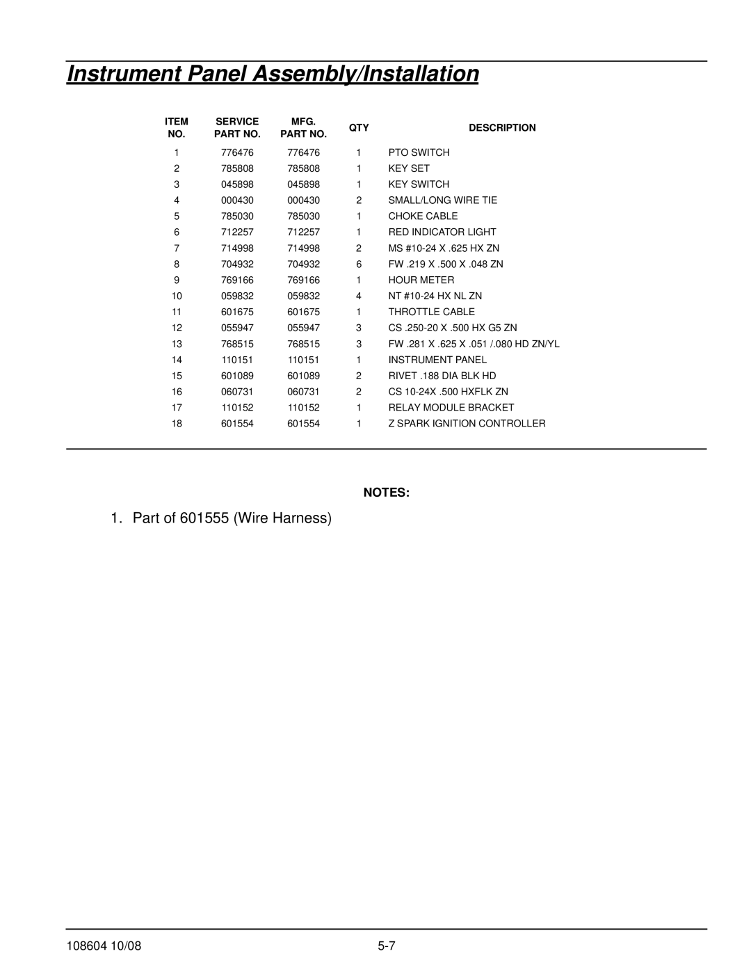 Hustler Turf 928150 PTO Switch, Key Set, KEY Switch, SMALL/LONG Wire TIE, Choke Cable, RED Indicator Light, Hour Meter 