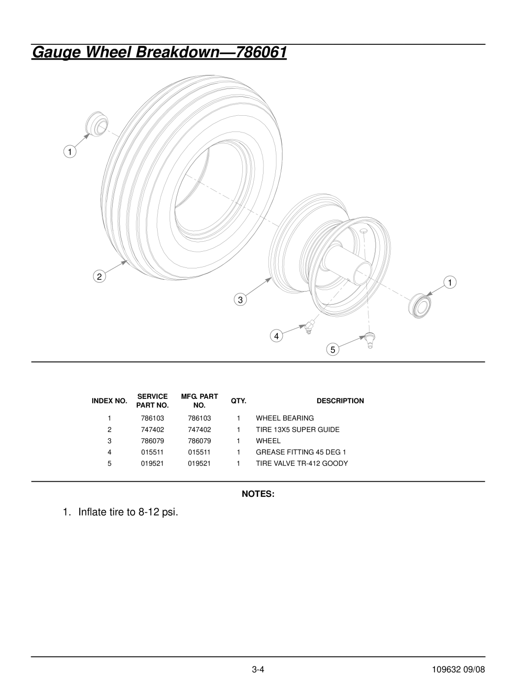 Hustler Turf 928739, 928721 manual Gauge Wheel Breakdown-786061 