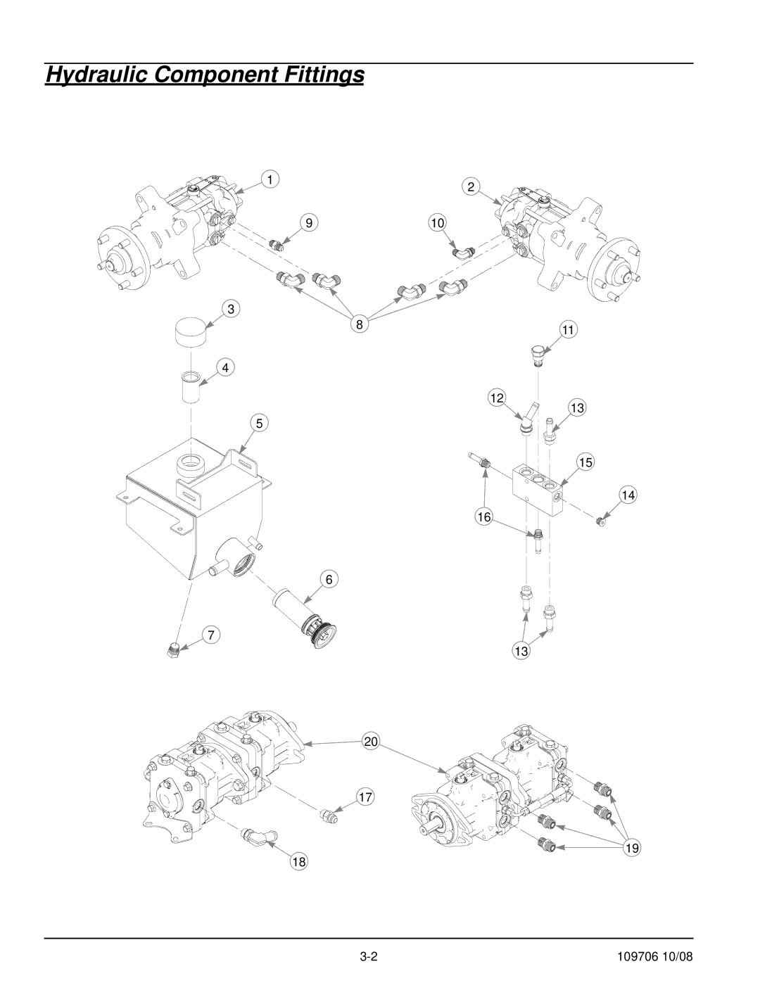 Hustler Turf Diesel Z manual Hydraulic Component Fittings 