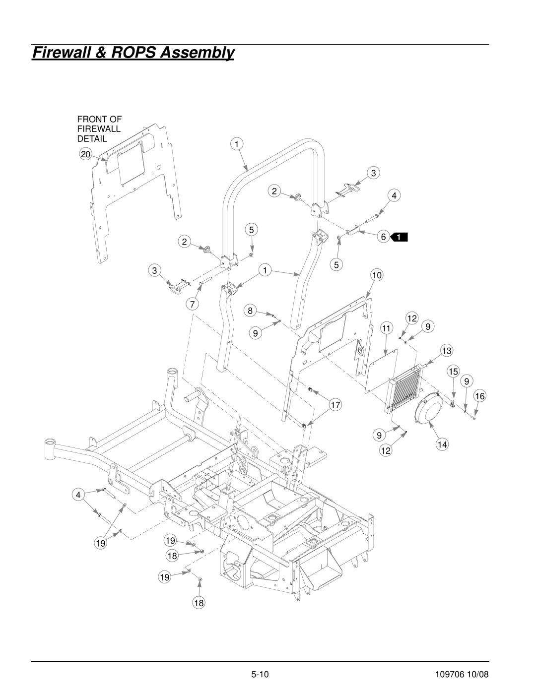 Hustler Turf Diesel Z manual Firewall & Rops Assembly 