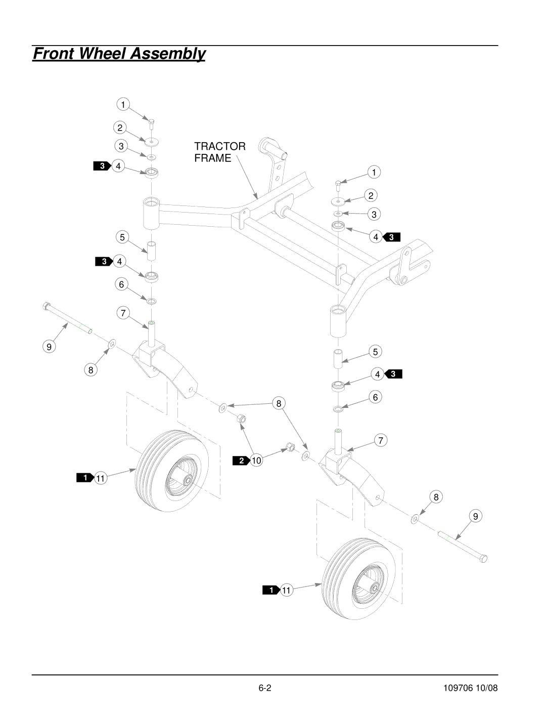 Hustler Turf Diesel Z manual Front Wheel Assembly 