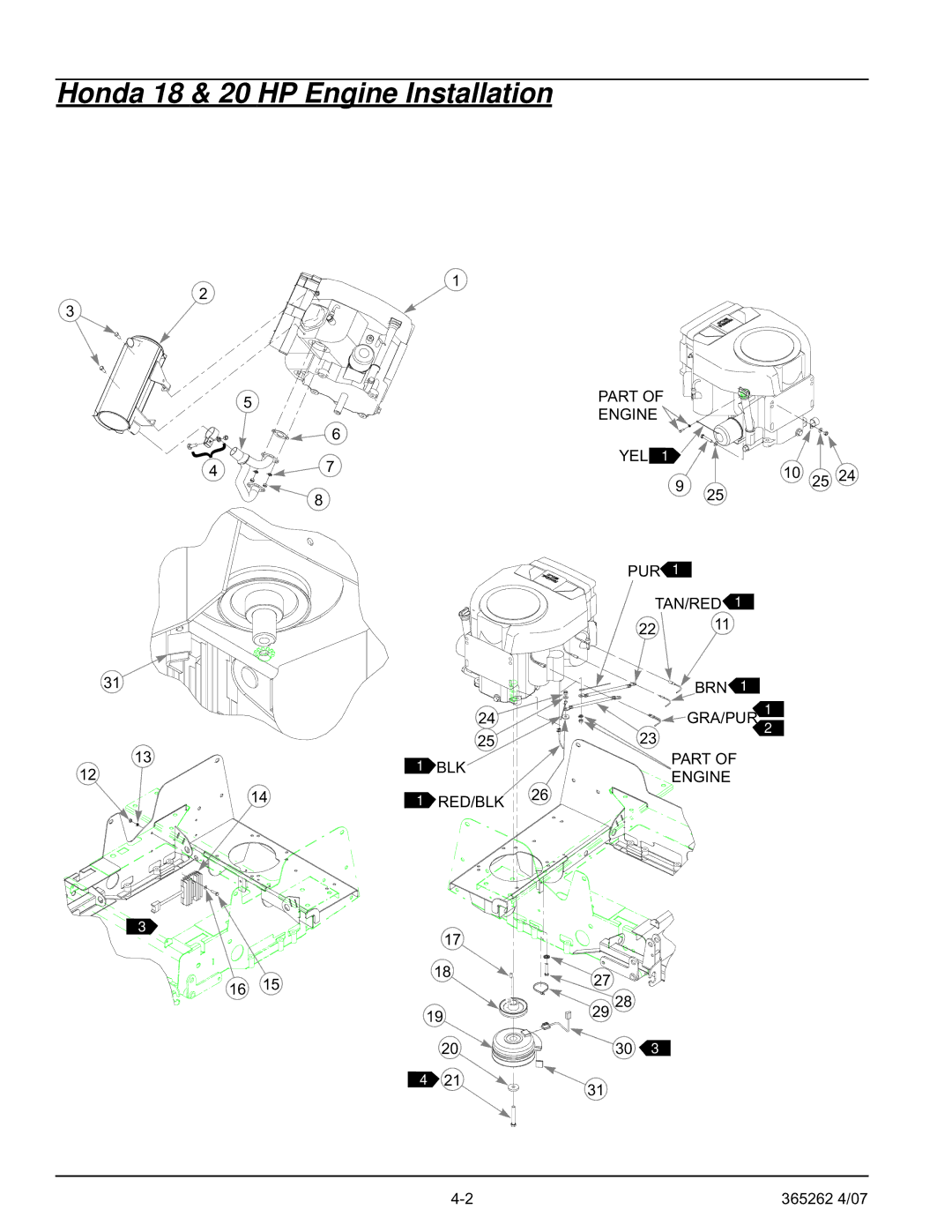 Hustler Turf Lawn Mower manual Honda 18 & 20 HP Engine Installation 