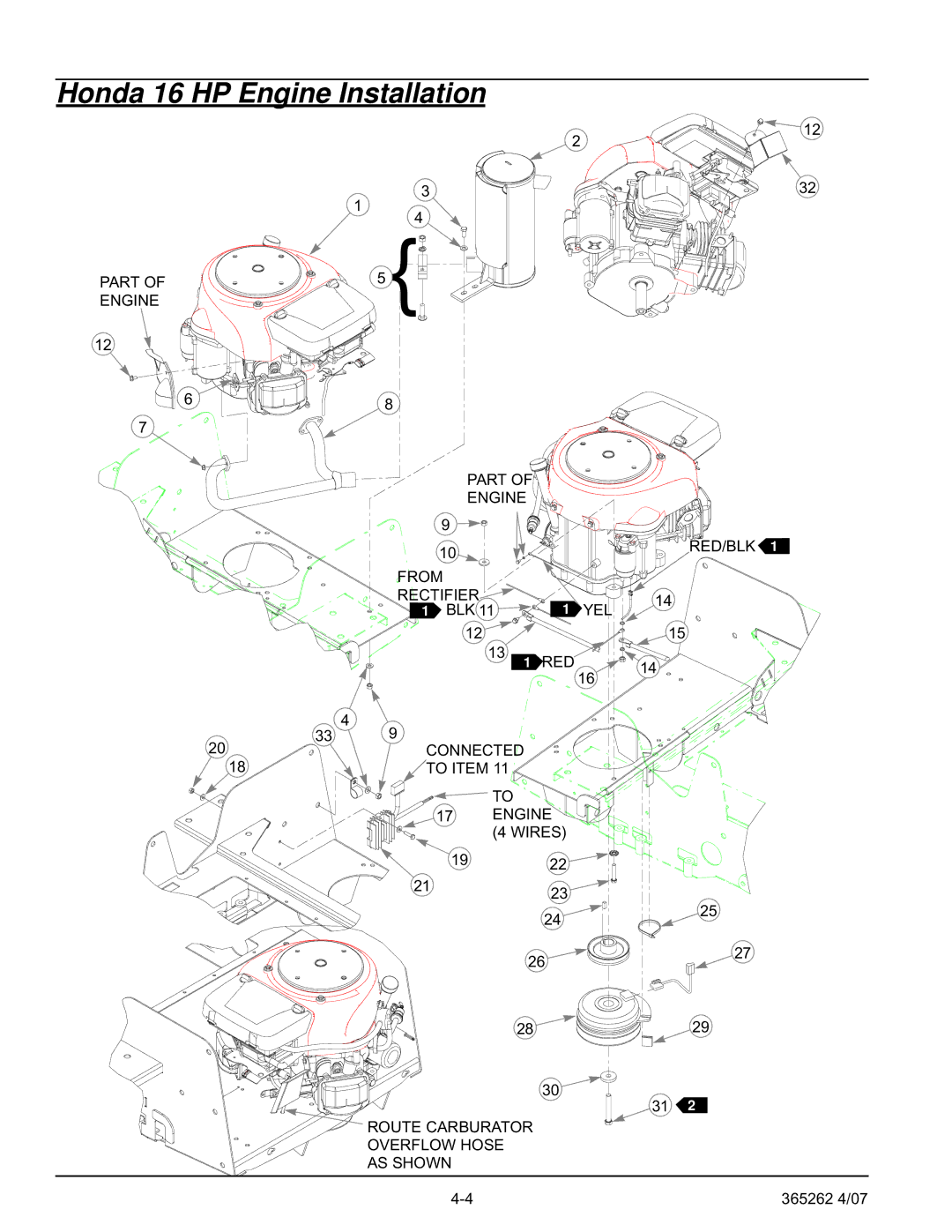 Hustler Turf Lawn Mower manual Honda 16 HP Engine Installation 