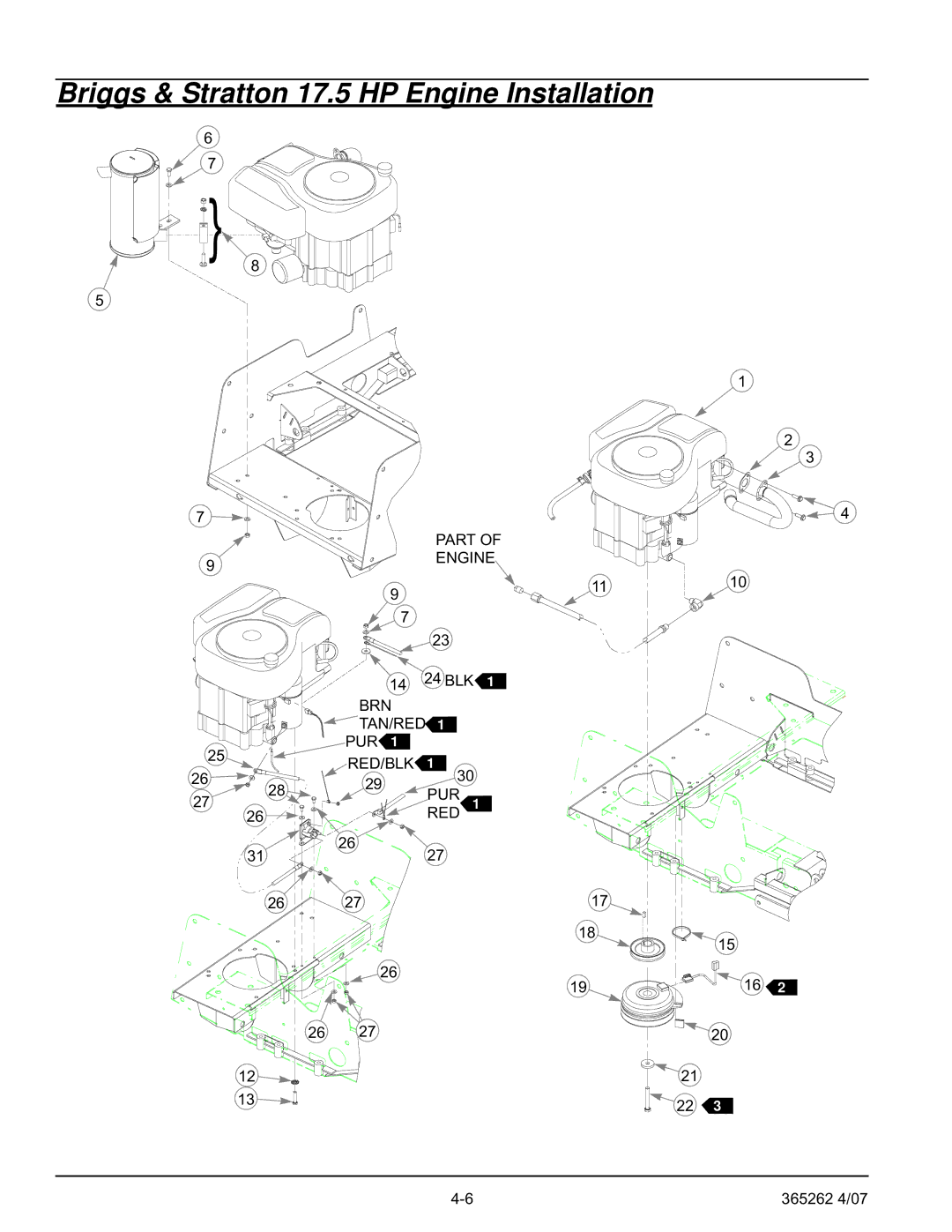 Hustler Turf Lawn Mower manual Briggs & Stratton 17.5 HP Engine Installation 