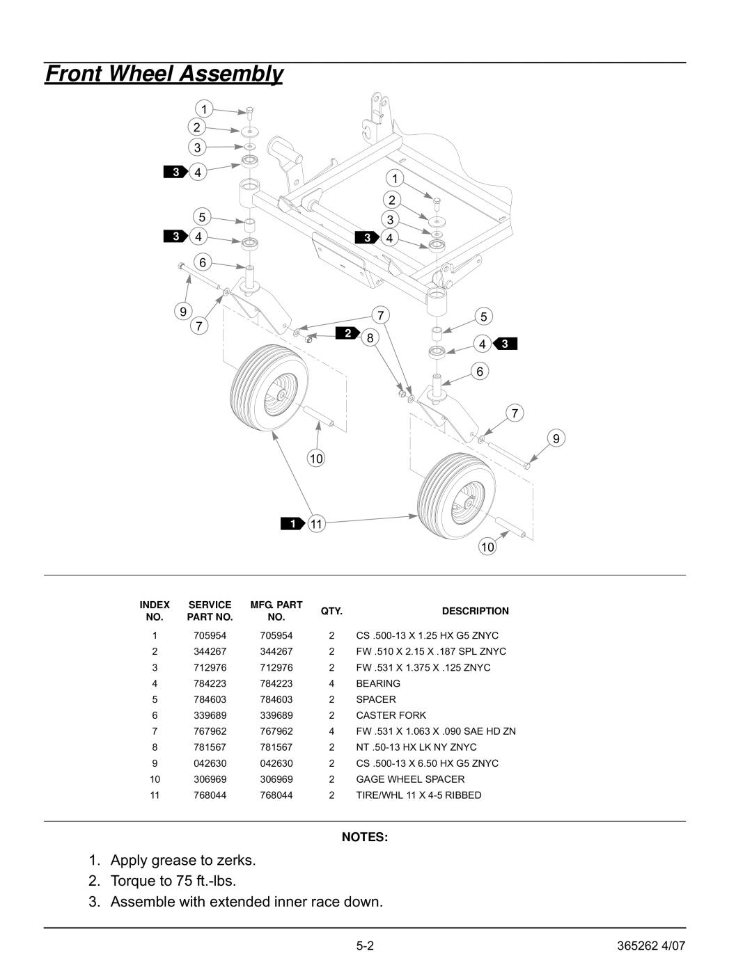 Hustler Turf Lawn Mower manual Front Wheel Assembly 