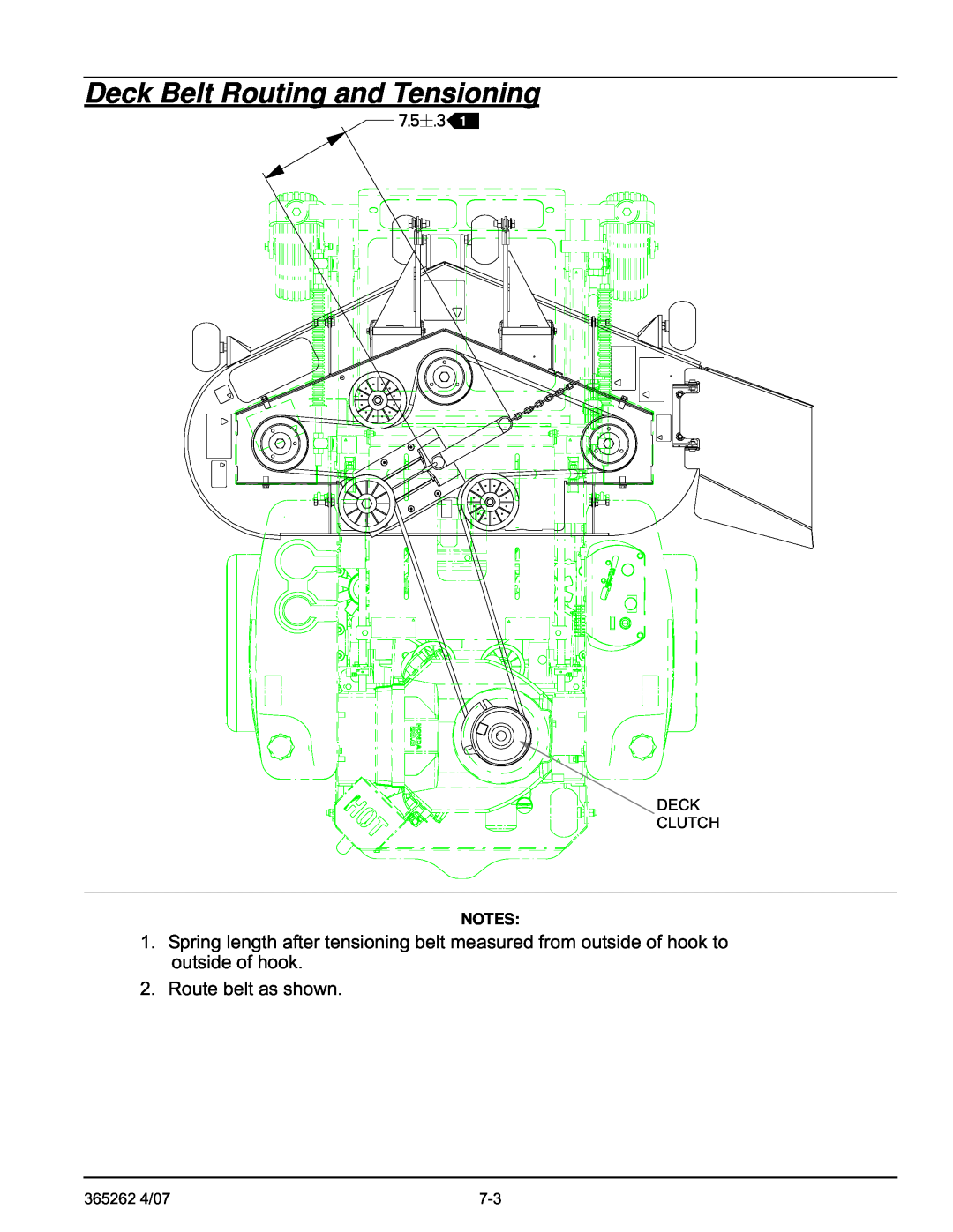 Hustler Turf Lawn Mower manual Deck Belt Routing and Tensioning, Route belt as shown 