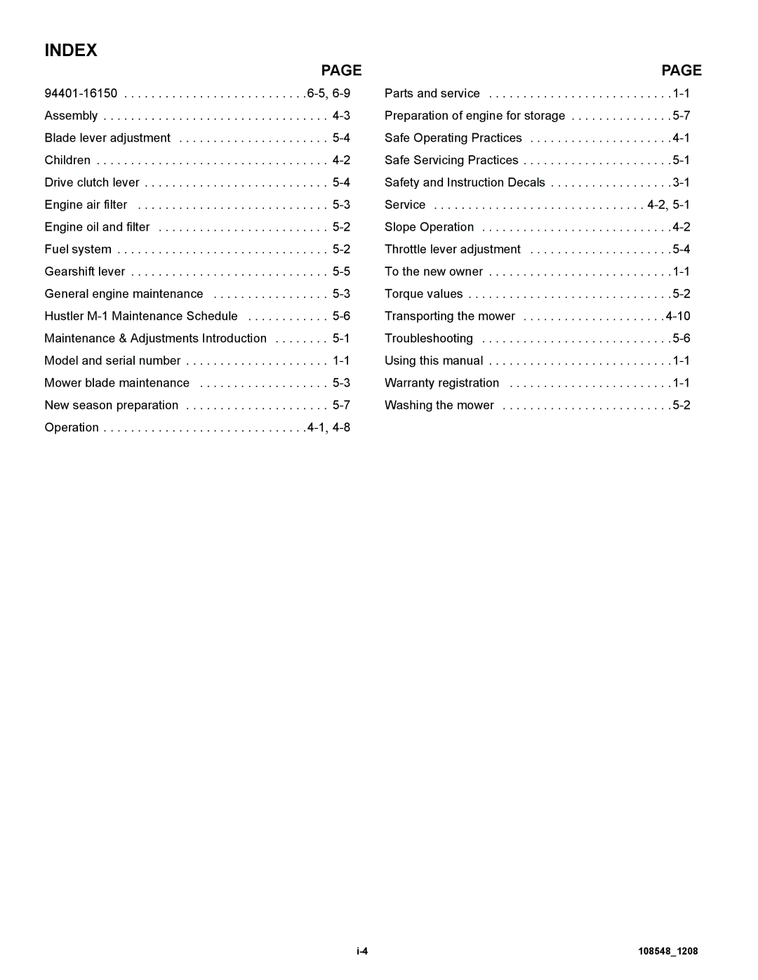 Hustler Turf M-1 manual Preparation of engine for storage 