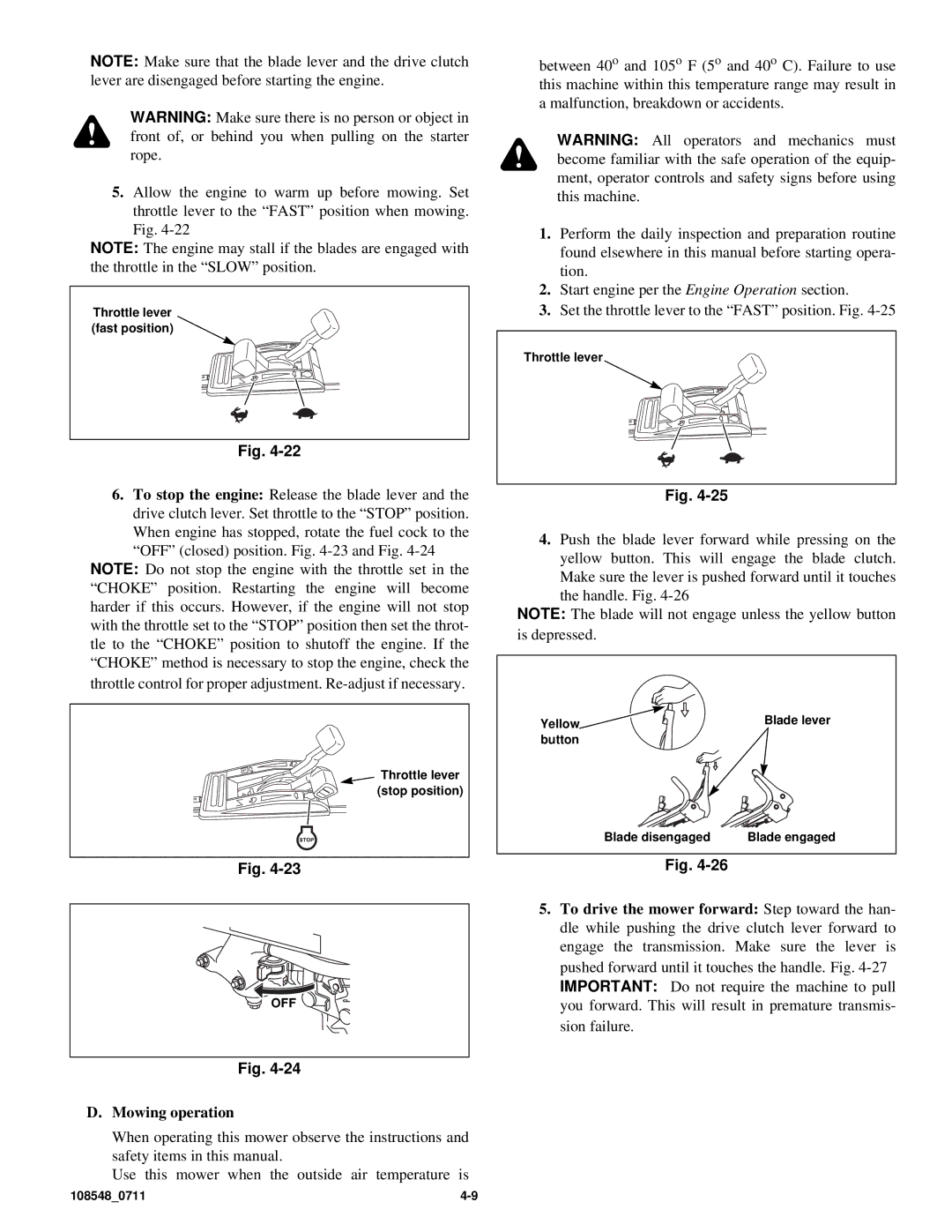 Hustler Turf M1 owner manual Mowing operation 