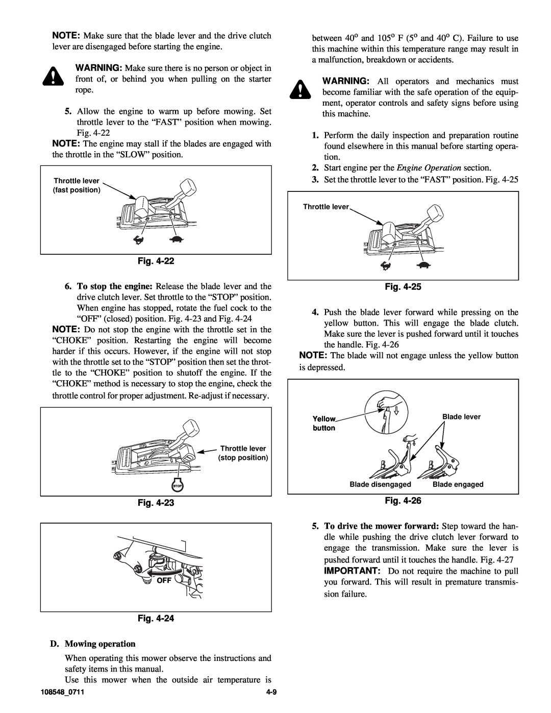 Hustler Turf M1 owner manual D.Mowing operation 