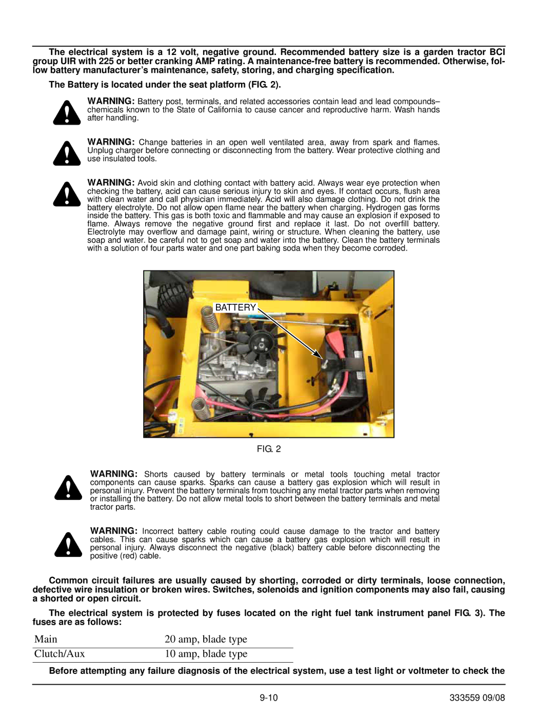 Hustler Turf none manual Main 20 amp, blade type Clutch/Aux 10 amp, blade type 