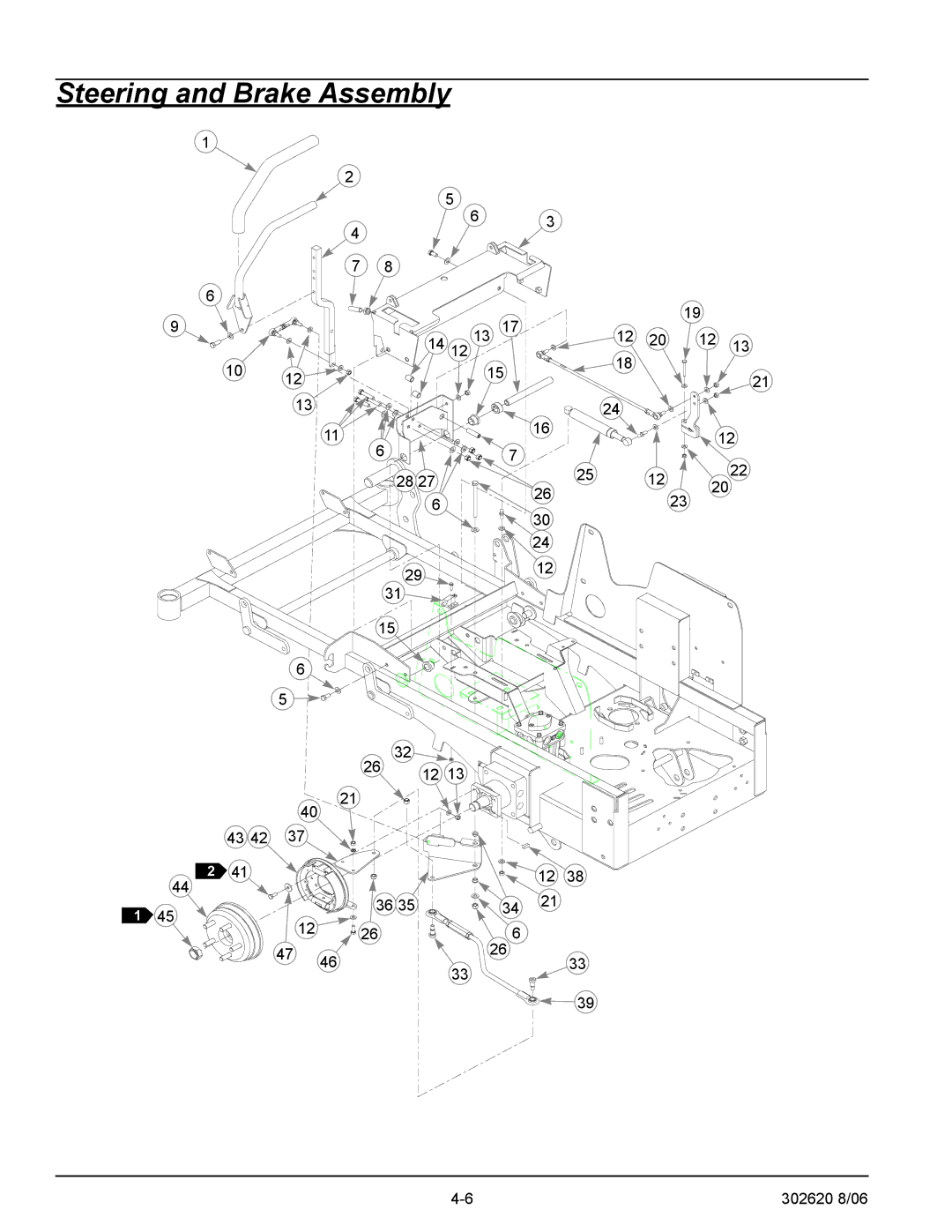 Hustler Turf Super Mini Z manual Steering and Brake Assembly 