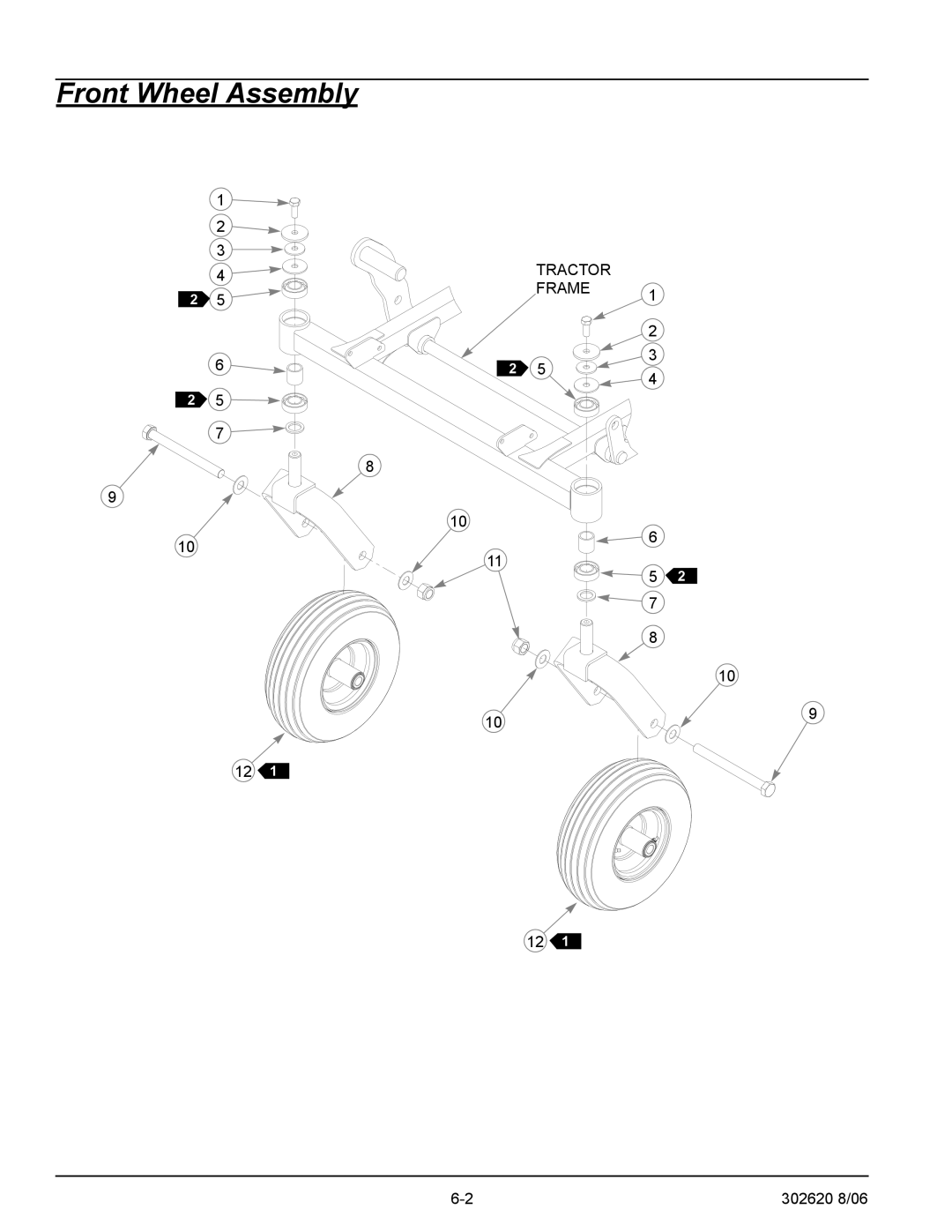 Hustler Turf Super Mini Z manual Front Wheel Assembly 