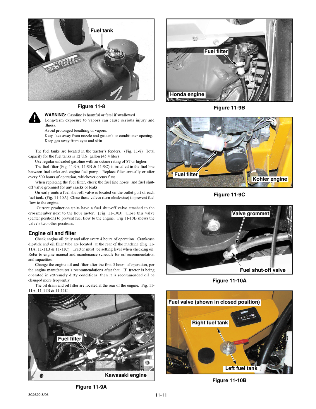 Hustler Turf Super Mini Z manual Fuel tank, Engine oil and filter 