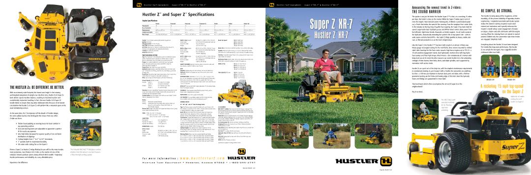 Hustler Turf Super XR-7 specifications XR-7 Deck with, Attached mulching, Kit for flawless, Dual side, Trimming 