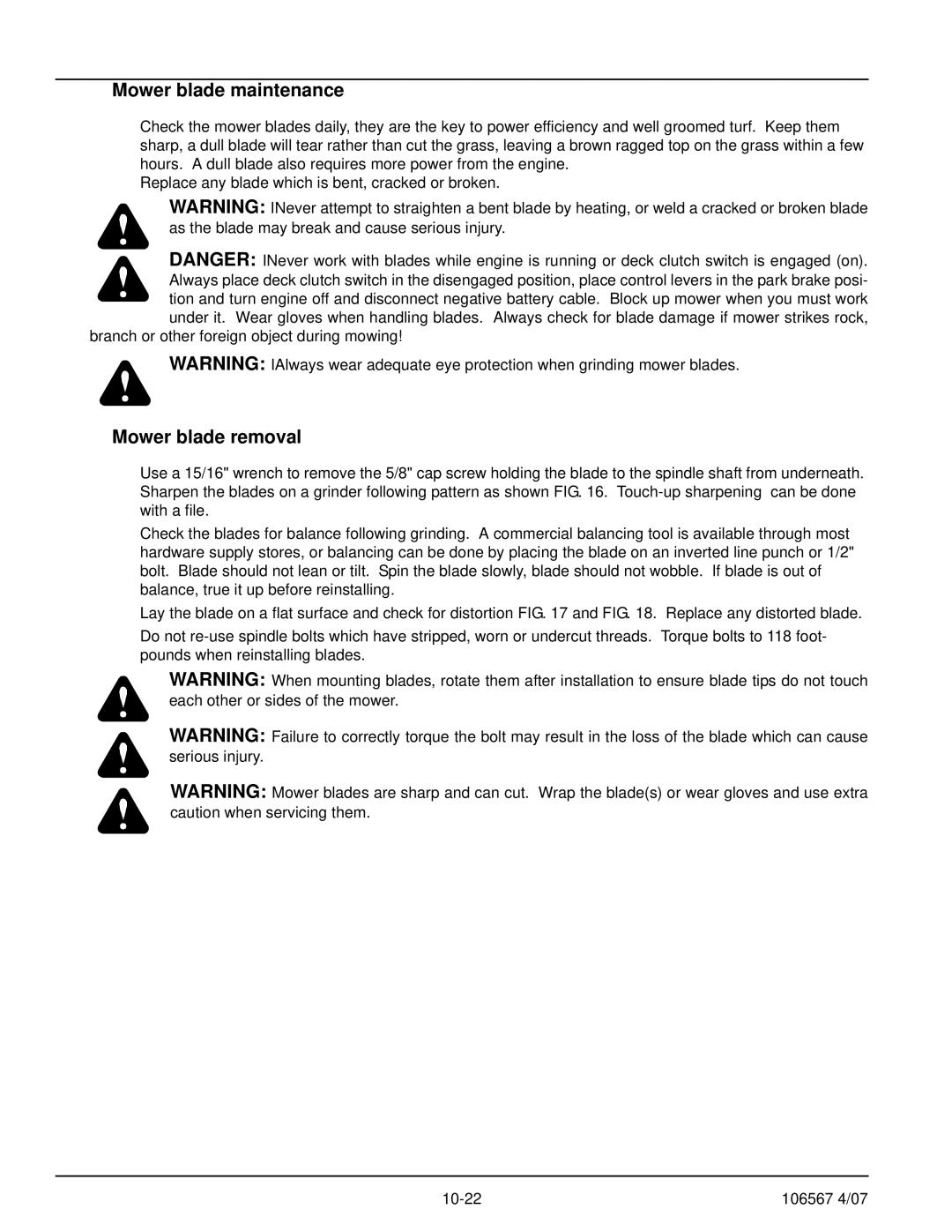 Hustler Turf Z XR7 manual Mower blade maintenance, Mower blade removal 