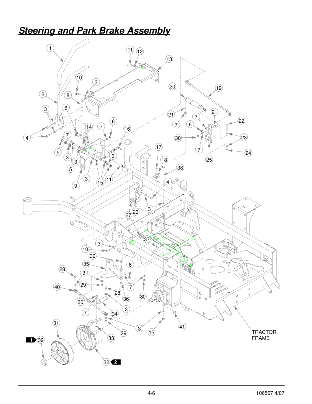 Hustler Turf Z XR7 manual Steering and Park Brake Assembly 