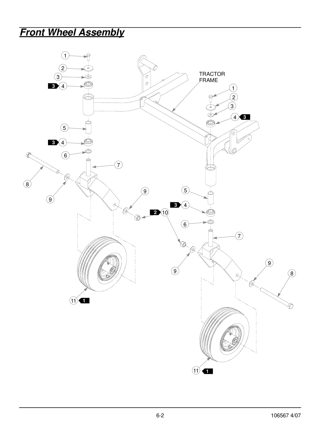 Hustler Turf Z XR7 manual Front Wheel Assembly 