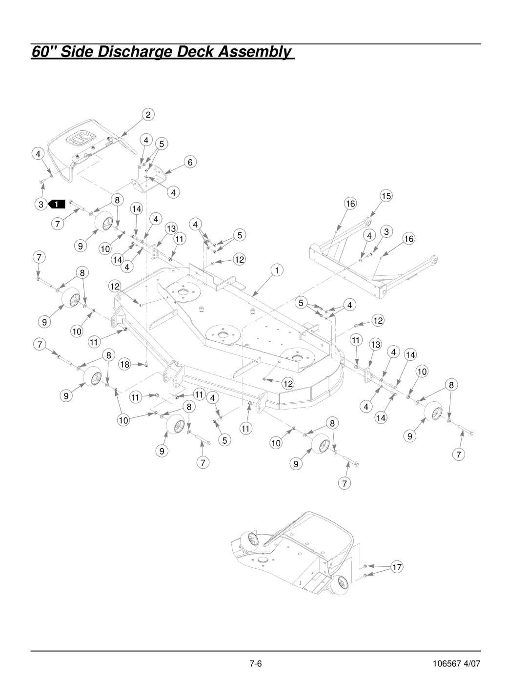 Hustler Turf Z XR7 manual Side Discharge Deck Assembly 