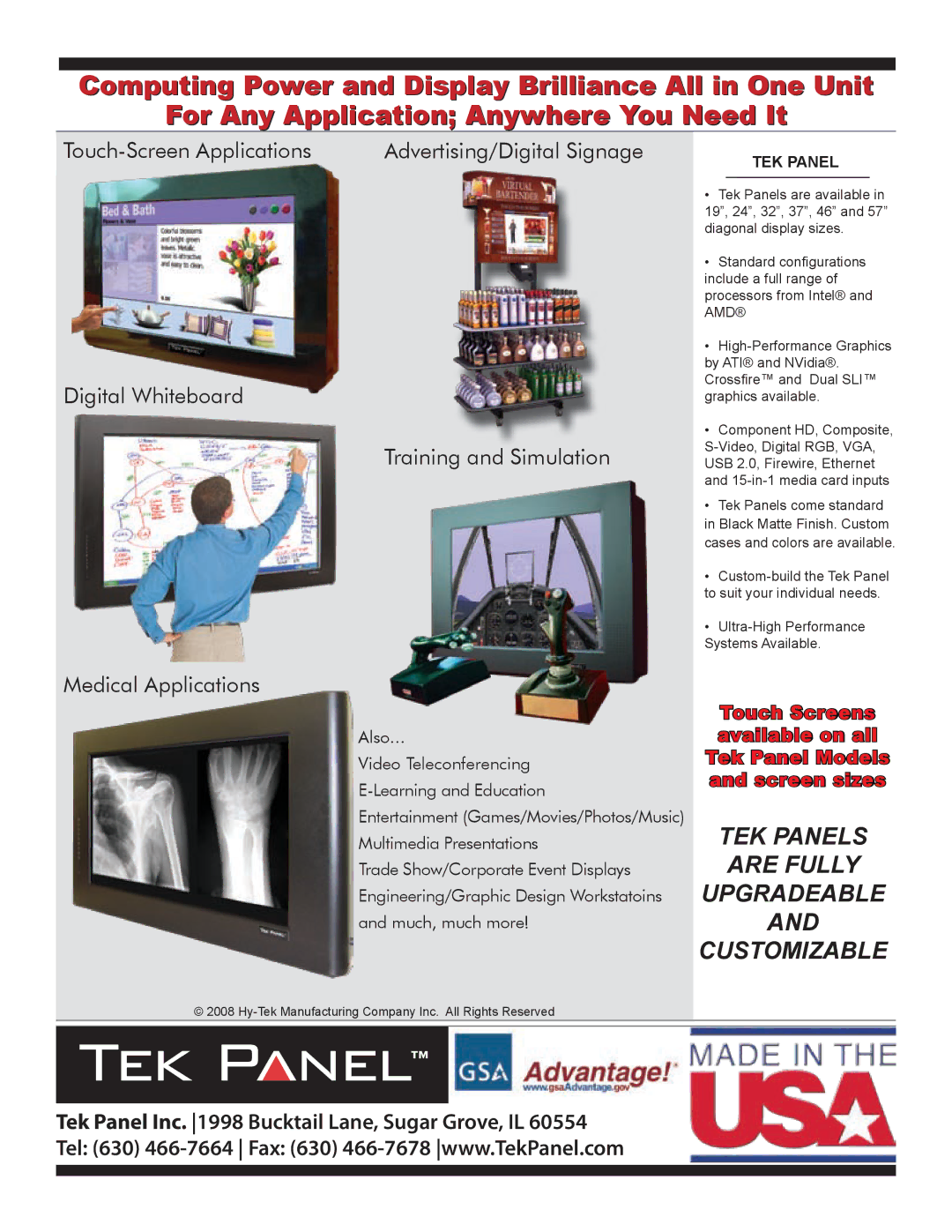 Hy-Tek Manufacturing 240 manual Touch-Screen Applications, Digital Whiteboard Training and Simulation, Medical Applications 